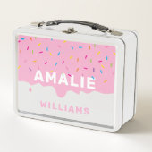 トレンディーキュート菓子つや消しドリップ メタルランチボックス (正面)