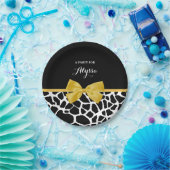 トレンディーキリンプリントゴールデンイエローボウ名 ペーパープレート (パーティー)