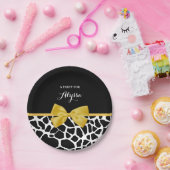 トレンディーキリンプリントゴールデンイエローボウ名 ペーパープレート (パーティー)