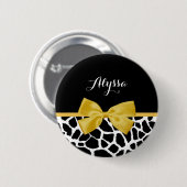 トレンディーキリンプリントゴールデンイエローボウ名 缶バッジ (正面&裏面)