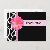 トレンディーキリンプリントサンキューピンクデイジー ポストカード (正面/裏面)