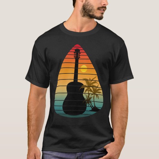 トレンディーギターピックサンセット Tシャツ (正面)
