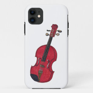 トレンディーギフトイラストレーションスケッチクール赤バイオリン iPhone 11 ケース