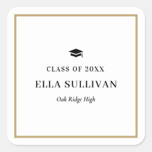 トレンディーギャラリー編集可能カラー卒業ステッカー スクエアシール
