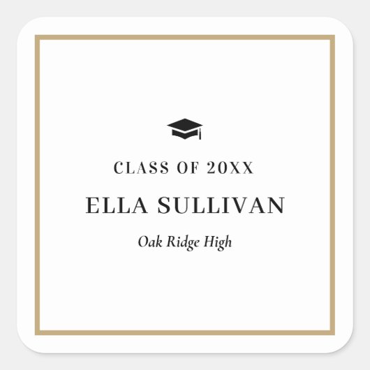 トレンディーギャラリー編集可能カラー卒業ステッカー スクエアシール (正面)