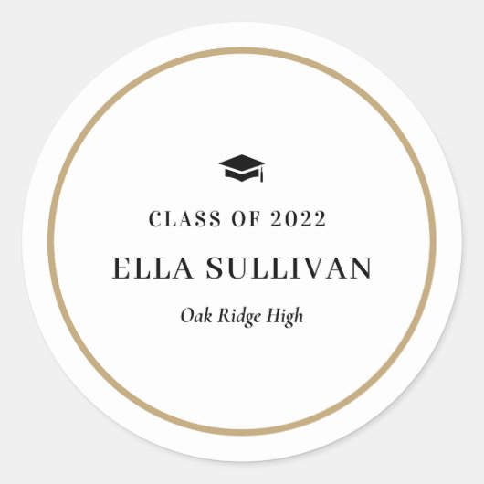 トレンディーギャラリー編集可能カラー卒業ステッカー ラウンドシール (正面)