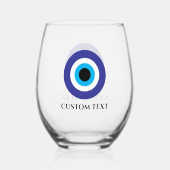 トレンディーギリシャ結婚トルコの邪悪なアイブルーマティ ステムなしワイングラス (裏面)