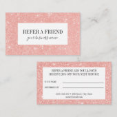 トレンディーギリーピンクグリッター美しいサロン 紹介カード (正面/裏面)