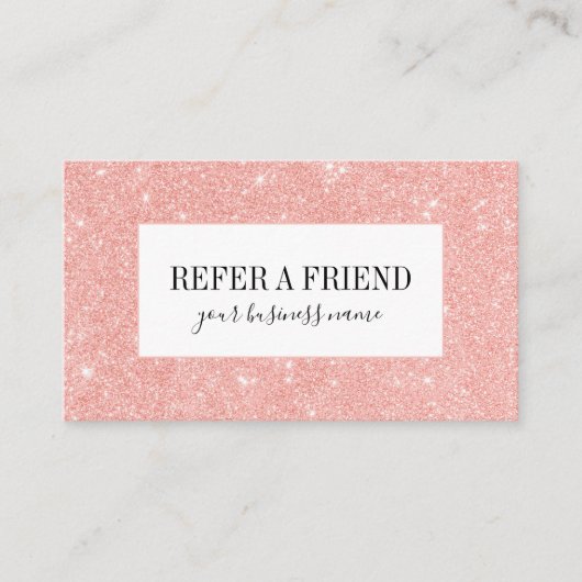 トレンディーギリーピンクグリッター美しいサロン 紹介カード (正面)