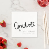 トレンディークラシックスクリプトブラック&ホワイト卒業 スタンダードカクテルナプキン (インサイチュ)