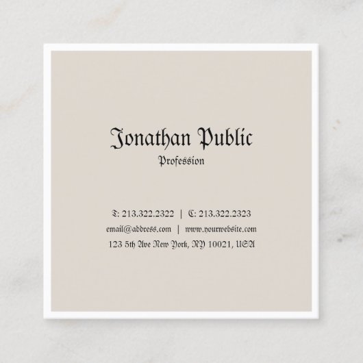 トレンディークラシックルックプロフェッショナルノスタルギーデザイン スクエア名刺 (正面)