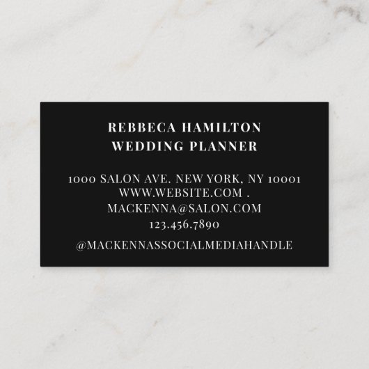 トレンディークラスピエレガントンクグリッターウェディングプランナー 名刺 (裏面)