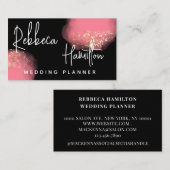 トレンディークラスピエレガントンクグリッターウェディングプランナー 名刺 (正面/裏面)