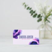 トレンディークラッシー王室のパープルモダンブラシストローク 名刺 (スタンド正面)
