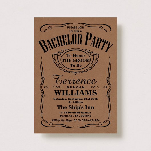 トレンディークラフトタイポグラフィバチュラーパーティ 招待状