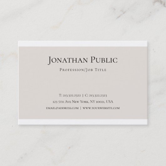 トレンディークリエイティブクリーンデザインモダンプレインラグジュアリー 名刺 (正面)