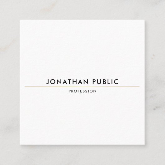 トレンディークリエイティブシンプルデザイン金ゴールドホワイトテンプレート スクエア名刺 (正面)