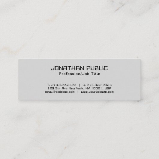 トレンディークリエイティブデザインモノグラムミニマリストプレーン スキニー名刺 (裏面)