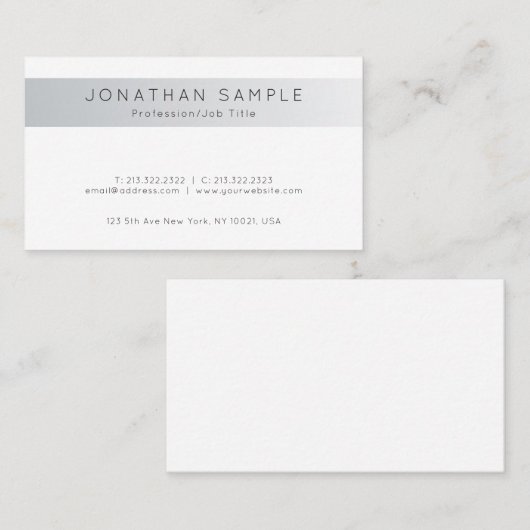 トレンディークリエイティブミニマルシルバーモダンデザイン 名刺 (正面/裏面)