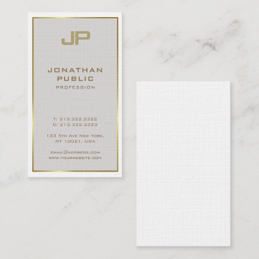 トレンディークリエイティブ金ゴールドモノグラムのミニマリストラグジュアリー 名刺 (正面/裏面)