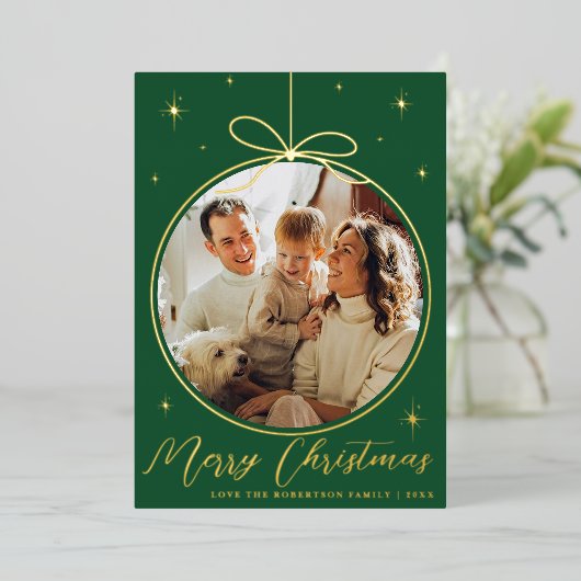 トレンディークリスマスオーナメント写真実在枠 箔シーズンカード (立ち正面)