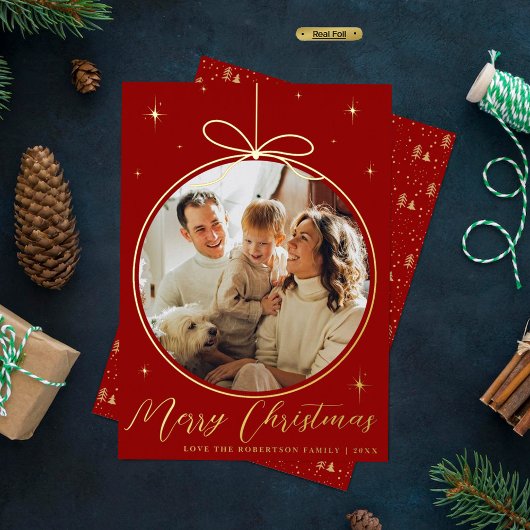 トレンディークリスマスオーナメント写真実在枠 箔シーズンカード