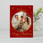 トレンディークリスマスオーナメント写真実在枠 箔シーズンカード (立ち正面)
