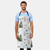 トレンディークリスマスパターン |水彩 エプロン (着用した状態)