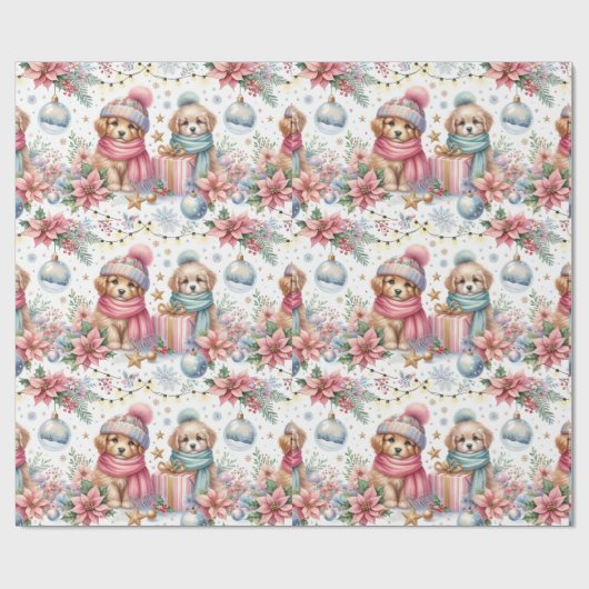 トレンディークリスマスパピズラッピング紙 ラッピングペーパー (フラット)