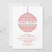 トレンディークリスマスパーティーと赤のクリスマスボール 招待状 (正面)