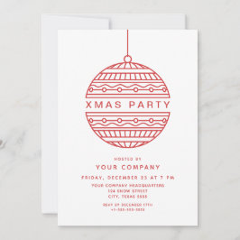 トレンディークリスマスパーティーと赤のクリスマスボール 招待状