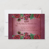 トレンディークリスマスピンクフラワーホリデーズパーティー 出欠カード (裏面)