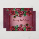 トレンディークリスマスピンクフラワーホリデーズパーティー 出欠カード (正面/裏面)