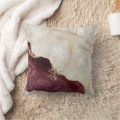 トレンディークリームバーガンディ大理石のテクスチャ クッション (ブランケット)