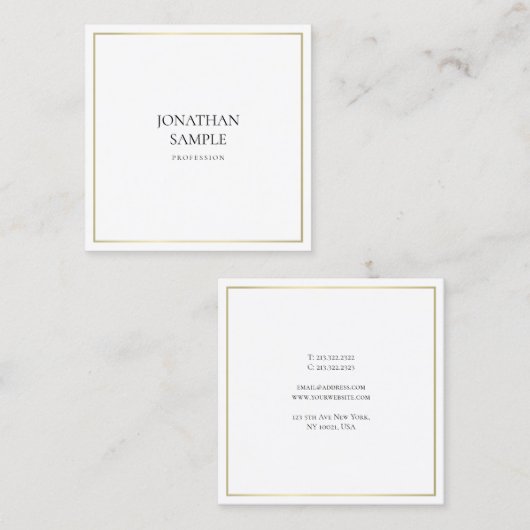 トレンディークリーンデザインエレガント金ゴールドルックプロフェッショナル スクエア名刺 (正面/裏面)