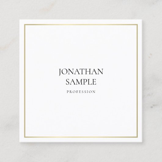 トレンディークリーンデザインエレガント金ゴールドルックプロフェッショナル スクエア名刺 (正面)