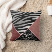 トレンディークロムスエードシルバーブラックピンクアニマルプリント クッション (ブランケット)