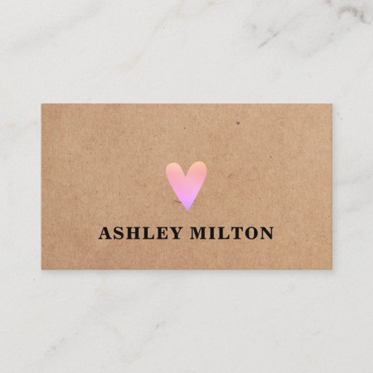 トレンディークールバラ印刷クラフト紙ハート美しい 名刺 (正面)