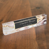 トレンディークールピンク金ゴールド大理石 デスクネームプレート (側面)