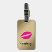 トレンディークールフェイク金ゴールドピンクリップ ラゲッジタグ (正面縦)