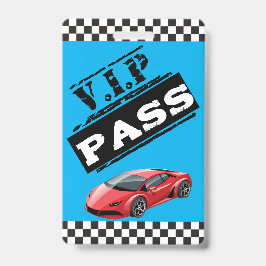 トレンディークールブルーレースカー誕生日VIPパス バッジ