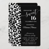 トレンディークール白黒レオパード甘い16 招待状 (正面/裏面)