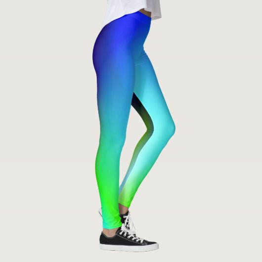 トレンディークール青の緑のグラデグラデーションーション名タイプ レギンス (右)
