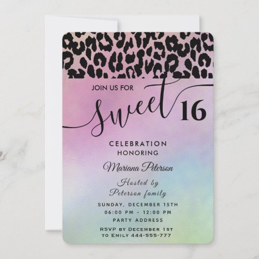 トレンディークール魅力的なヒョウ甘い16招待状 招待状 (正面)