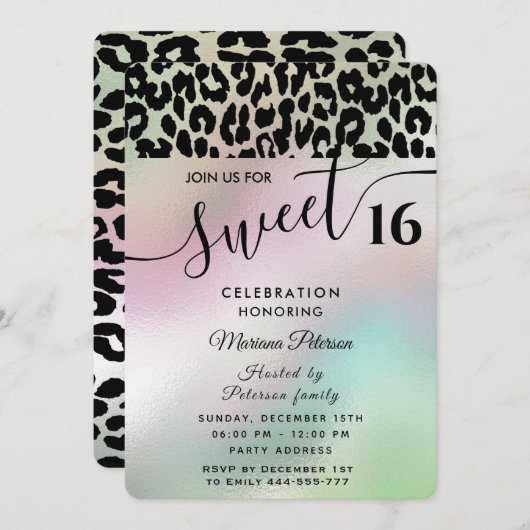 トレンディークール魅力的なヒョウ甘い16招待状 招待状 (正面/裏面)