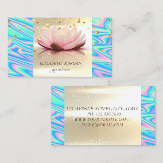 トレンディーグエレガントラモハウス金ゴールドホログラフィックロータス 名刺 (正面/裏面)