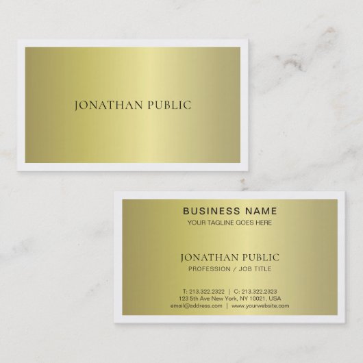 トレンディーグモダンラマエレガント金ゴールドプレインラグジュアリー 名刺 (正面/裏面)