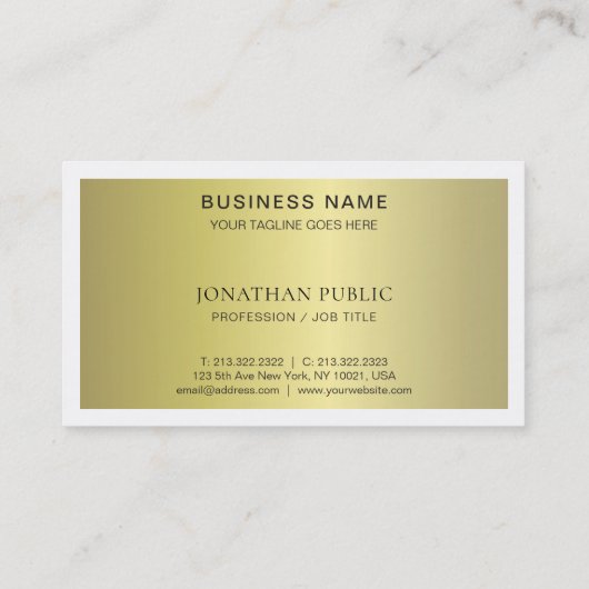 トレンディーグモダンラマエレガント金ゴールドプレインラグジュアリー 名刺 (裏面)