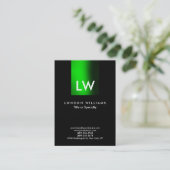 トレンディーグモダンリーンストライプモノグラムブラック 名刺 (スタンド正面)