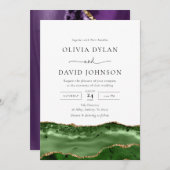 トレンディーグモダンリーン金ゴールドアゲート結婚式招待状 招待状 (正面/裏面)